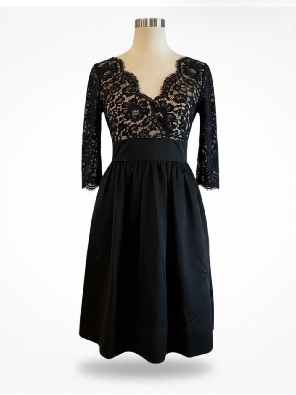 Elegant Black Lace Fit-and-Flare Dress